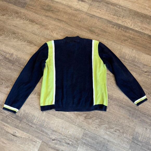 Vintage Green and Blue Quarterzip Sweater Size XL - Picture 3 of 3